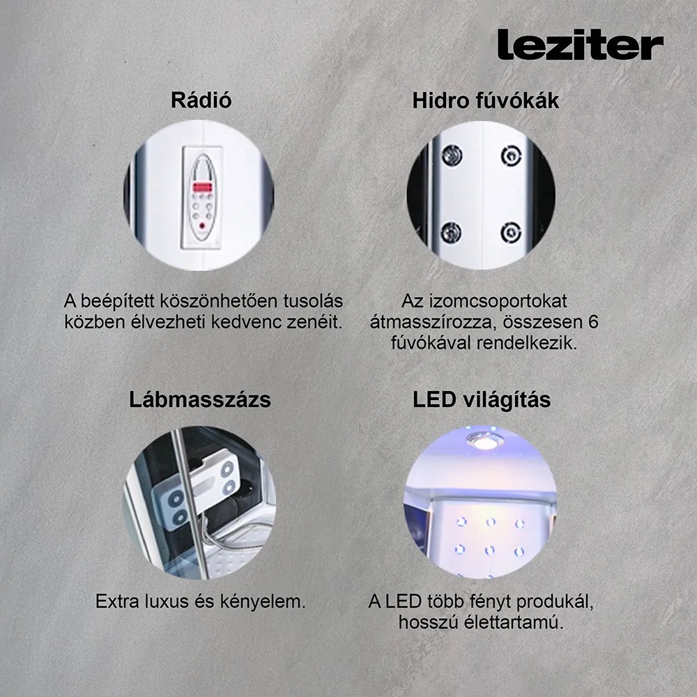 Cabină de duș cu hidromasaj Vital, dimensiune 80x80 cm