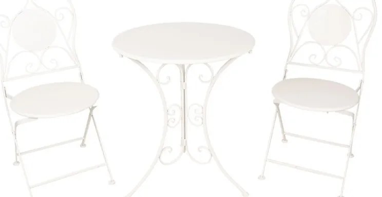 Set masa si 2 scaune bistro, din metal, aspect vintage