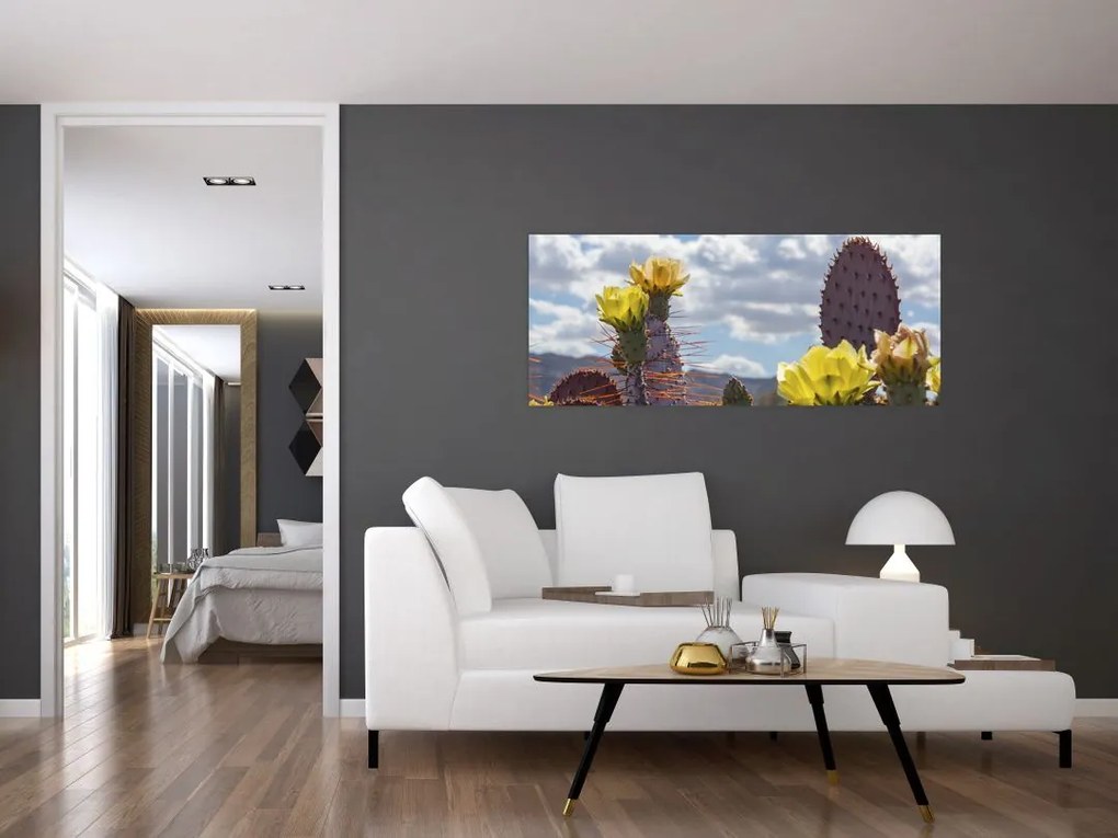 Tablou cu floarea de cactus Opunție (120x50 cm)