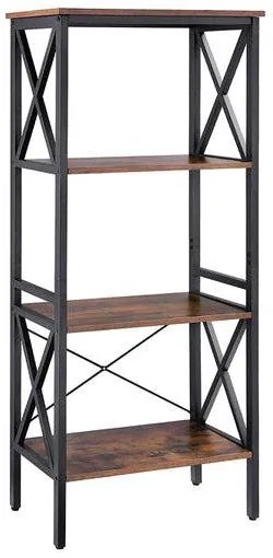 Raft depozitare, raft pe 4 nivele 56 x 34 x 131 cm maro rustic | VASAGLE