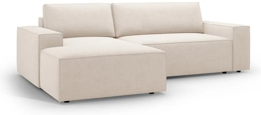 Colțar bej extensibil cu tapițerie din țesătură bouclé (cu colț pe partea stângă ) Jodie – Micadoni Home