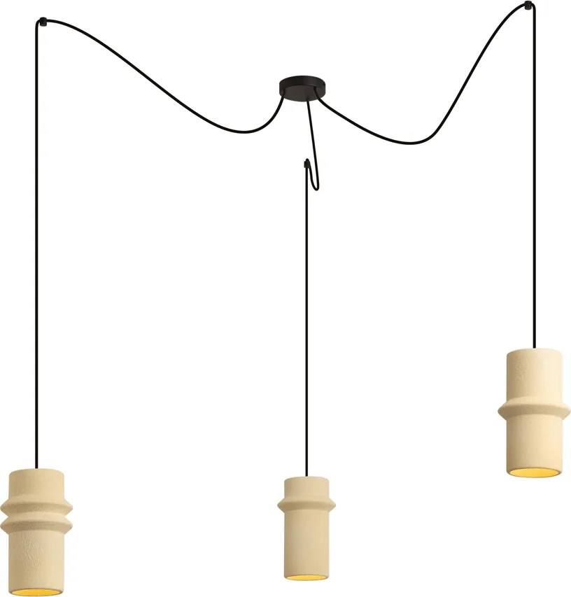 Lampă suspendată retro bej cu 3 lumini - Monti