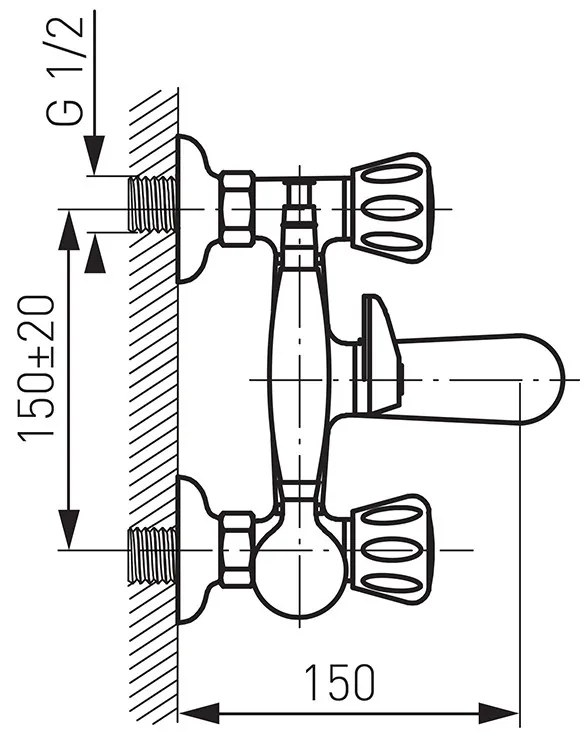 Baterie cada - dus, Ferro, Standard, cu set de dus, crom