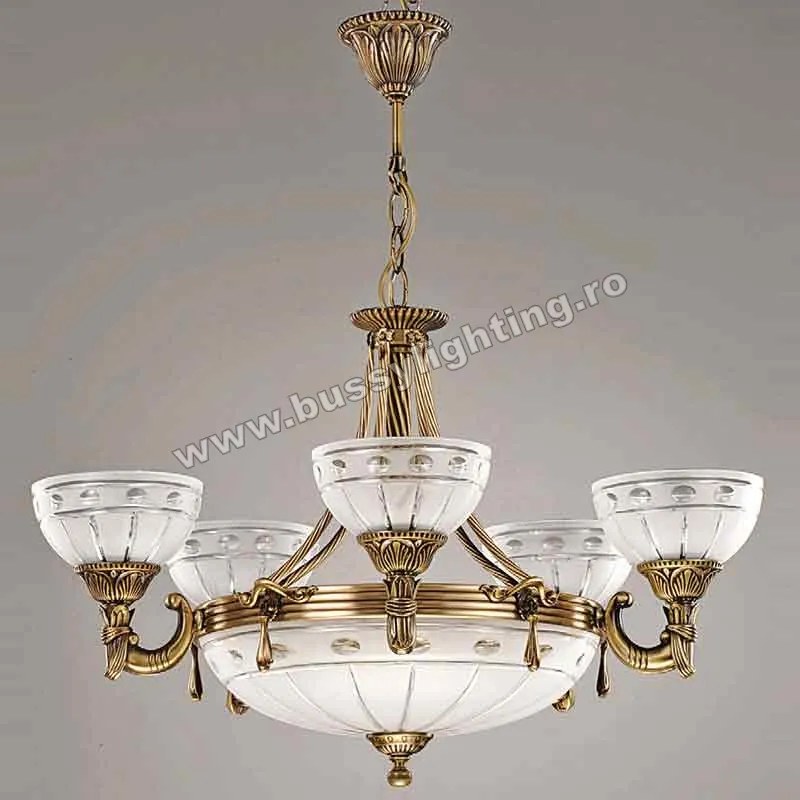 Lustra Ambiente cu 5 Brate, Desing Clasic, Finisaj Bronz Antic - Bussy Lighting 3039-52-05