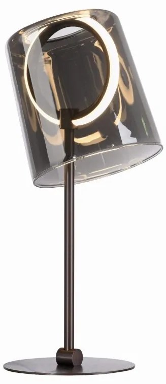 Veioza moderna LED 2700K, sticla, maro fumuriu, Zula