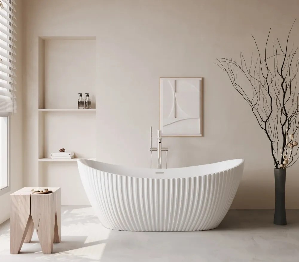 Cada acril freestanding Celeste Alba, Alb lucios, 170 cm, 5049