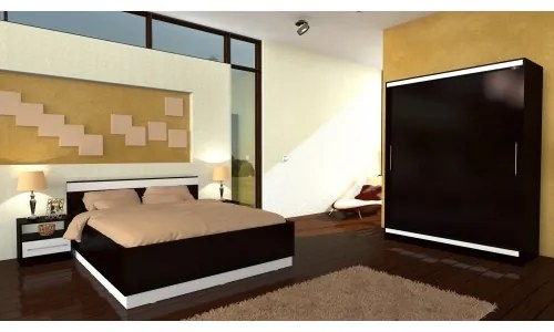 Dormitor Verona cu pat 140x200 cm, Wenge / Vanilie