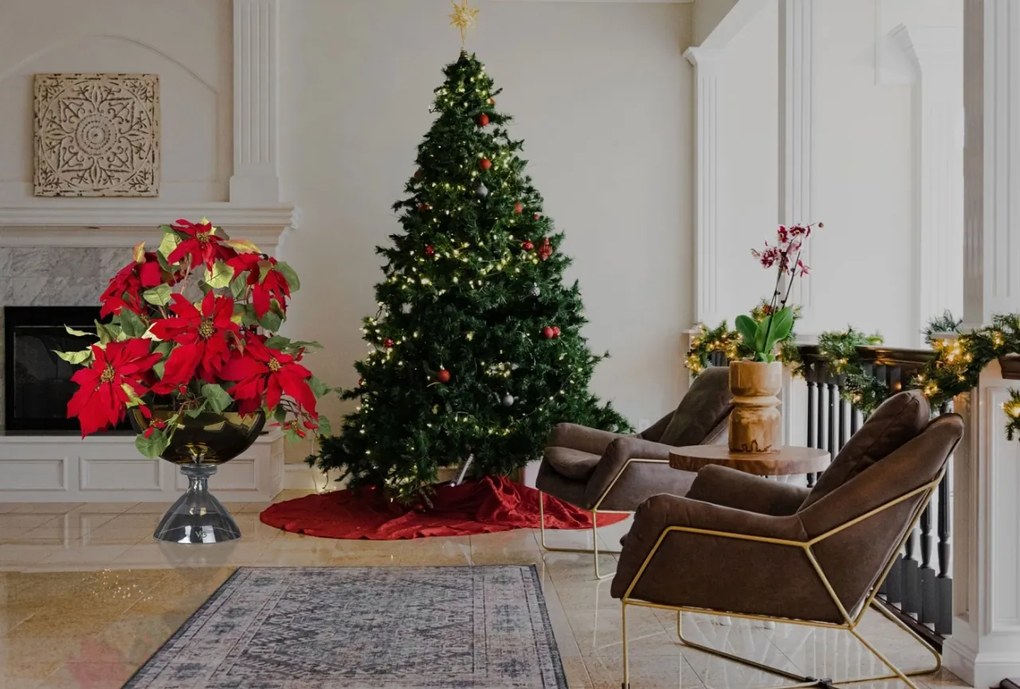 Aranjament floral mare decor festiv design LUX ALICE RED STAR H-105cm