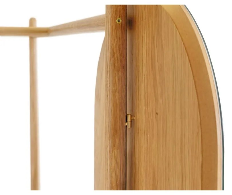 Cuier din lemn de stejar, cu oglindă Woodman Tripod