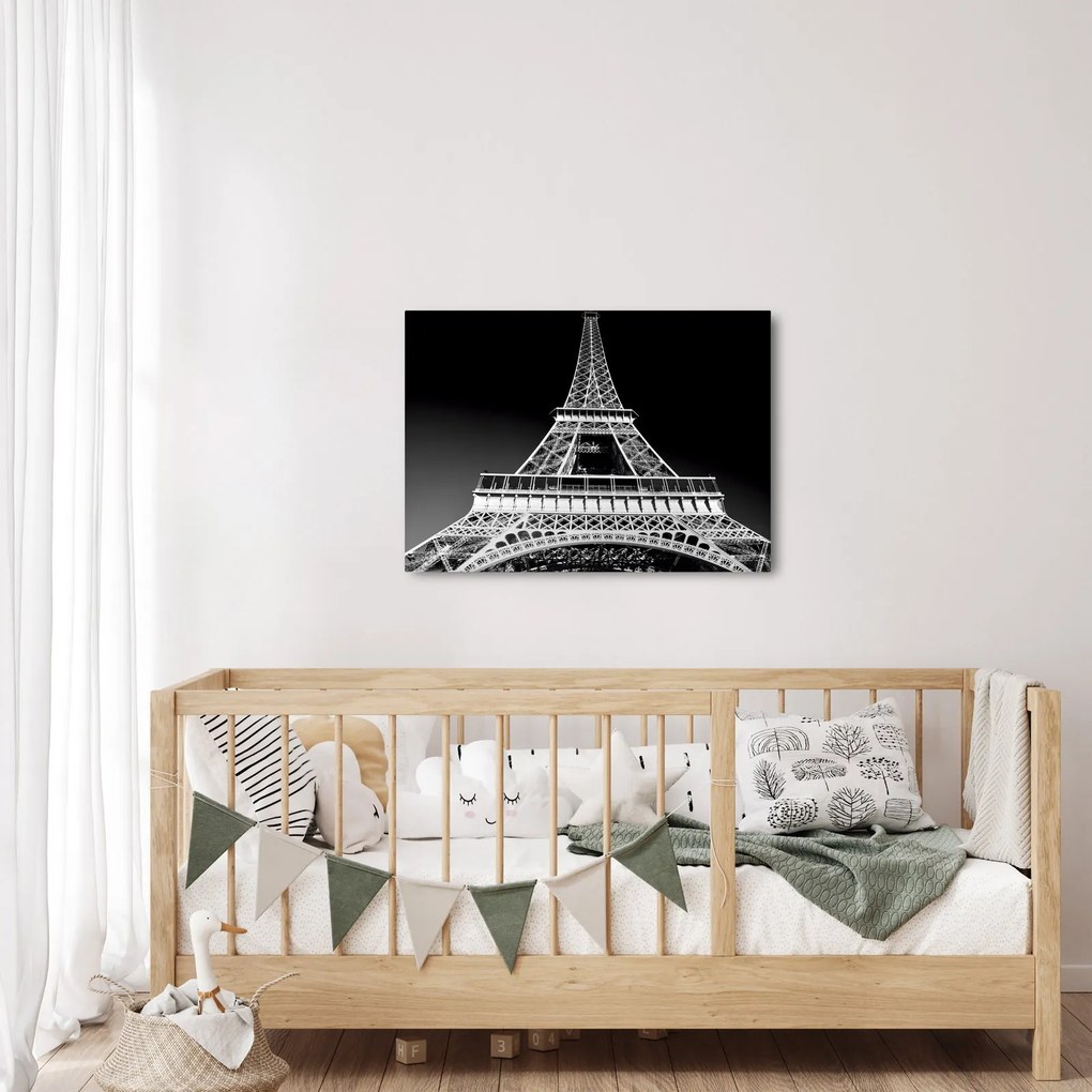 Tablou - Turnul Eiffel, alb-negru (70x50 cm)