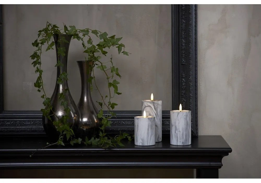 Lumânare cu LED din beton Star Trading Flamme Marble, înălțime 15 cm