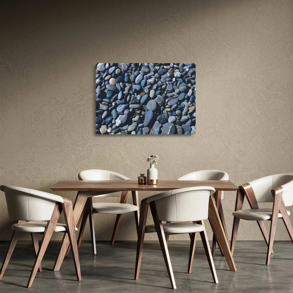 Tablou pe sticlă cu pietre pe plajă (70x50 cm)