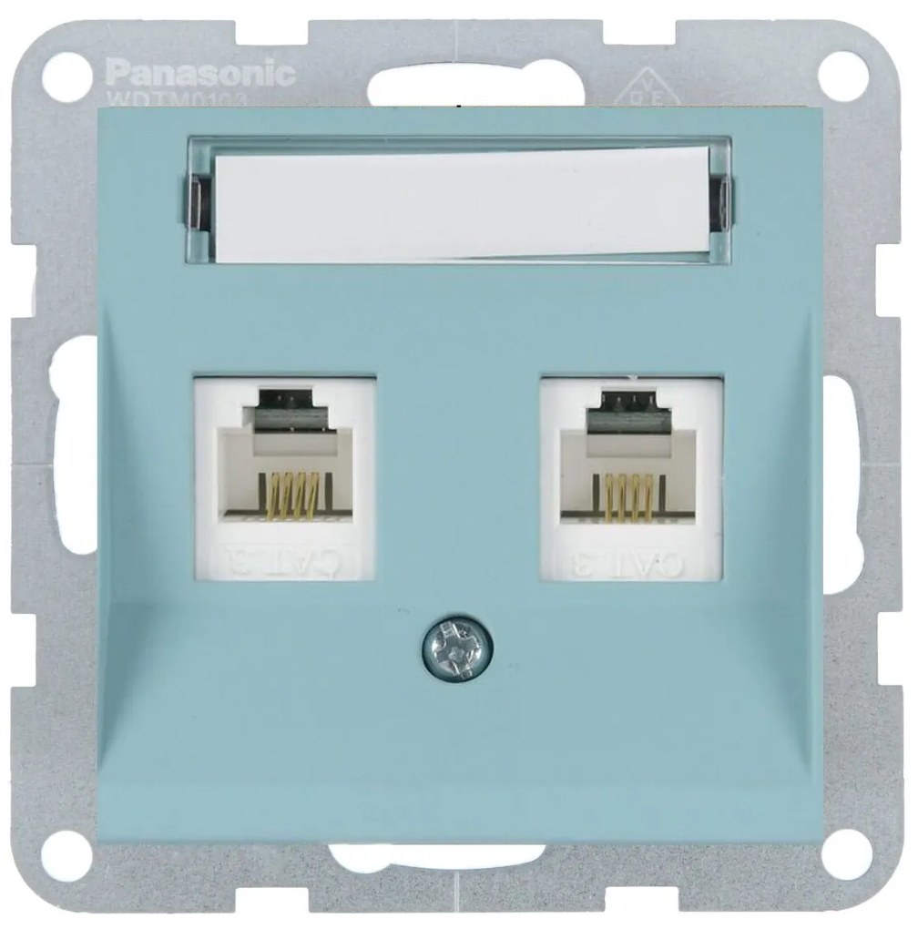 Priza dubla internet cat 5E, IP20, Turcoaz, Panasonic Karre Plus 55 Soft Touch