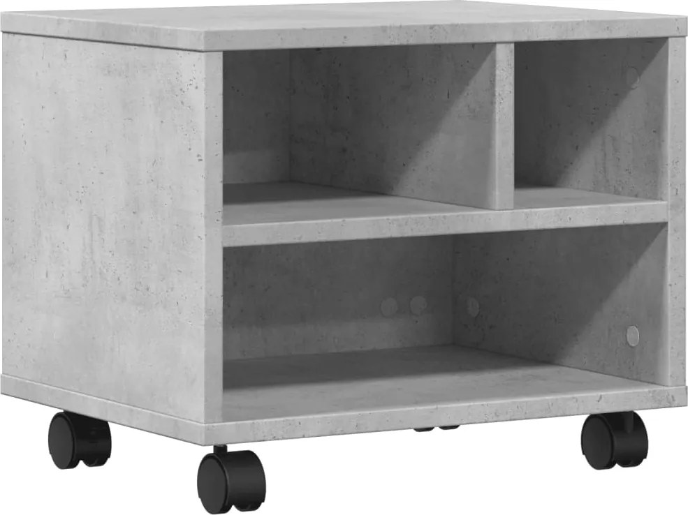 vidaXL Suport pentru imprimantă cu roți, gri beton, 41x32x34,5 cm