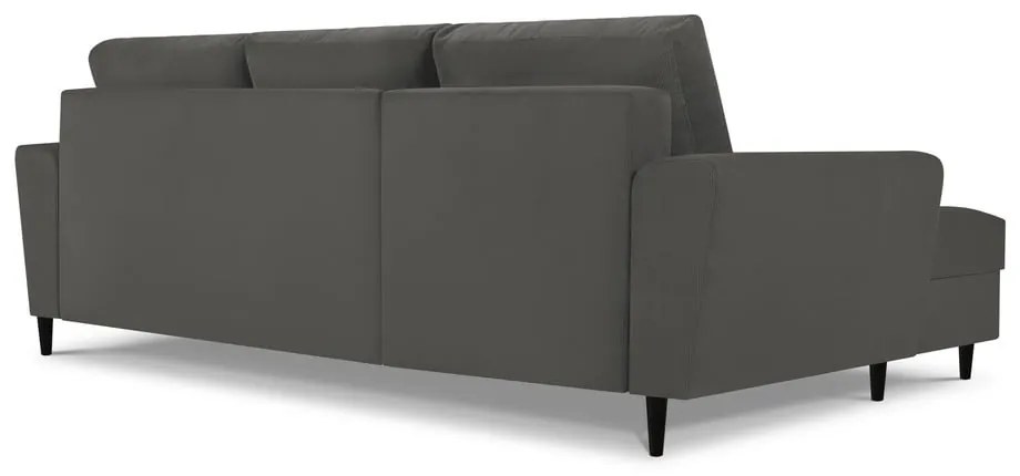 Colțar din catifea cu șezlong pe partea stângă Kooko Home Jazz, gri închis