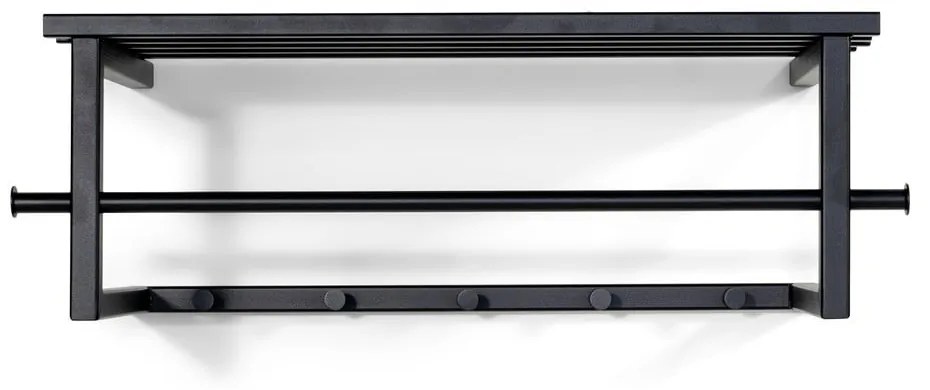 Cuier de perete negru cu raft din metal 76 cm Marco – Spinder Design