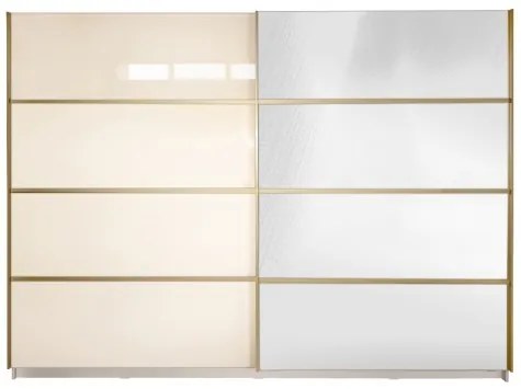 Gold Dulap 2800 Crem cu usi MDF Lucios si Oglinda