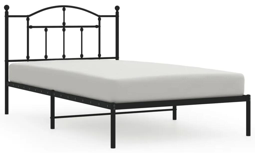 353434 vidaXL Cadru de pat din metal cu tăblie, negru, 100x200 cm