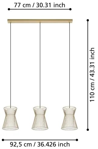 Lustră pe cablu MASETA 3xE27/40W/230V aurie Eglo 99636