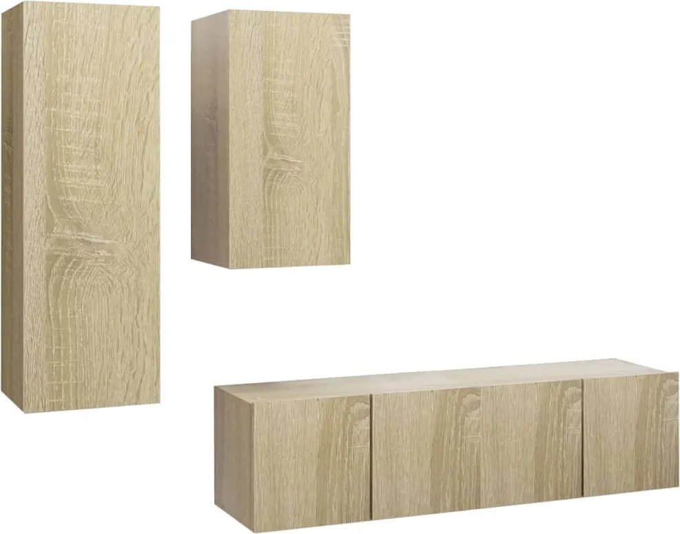vidaXL Set dulapuri TV, 4 piese, stejar sonoma, lemn prelucrat