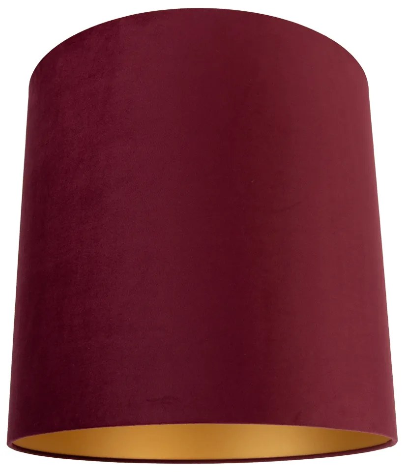 Abajur din catifea roșie 40/40/40 cu interior auriu