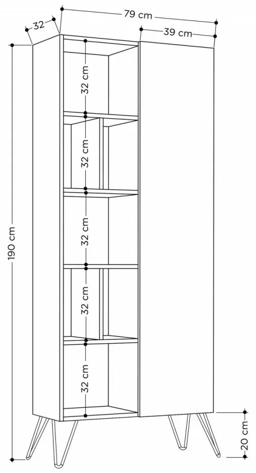 Biblioteca Jedda Bookcase, Stejar / Antracit