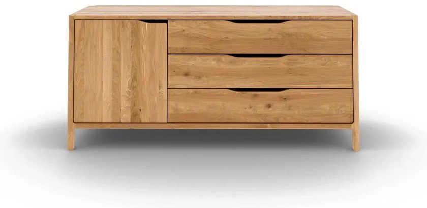 Comodă în culoare naturală joasă din lemn de stejar 140x64 cm Twig – The Beds