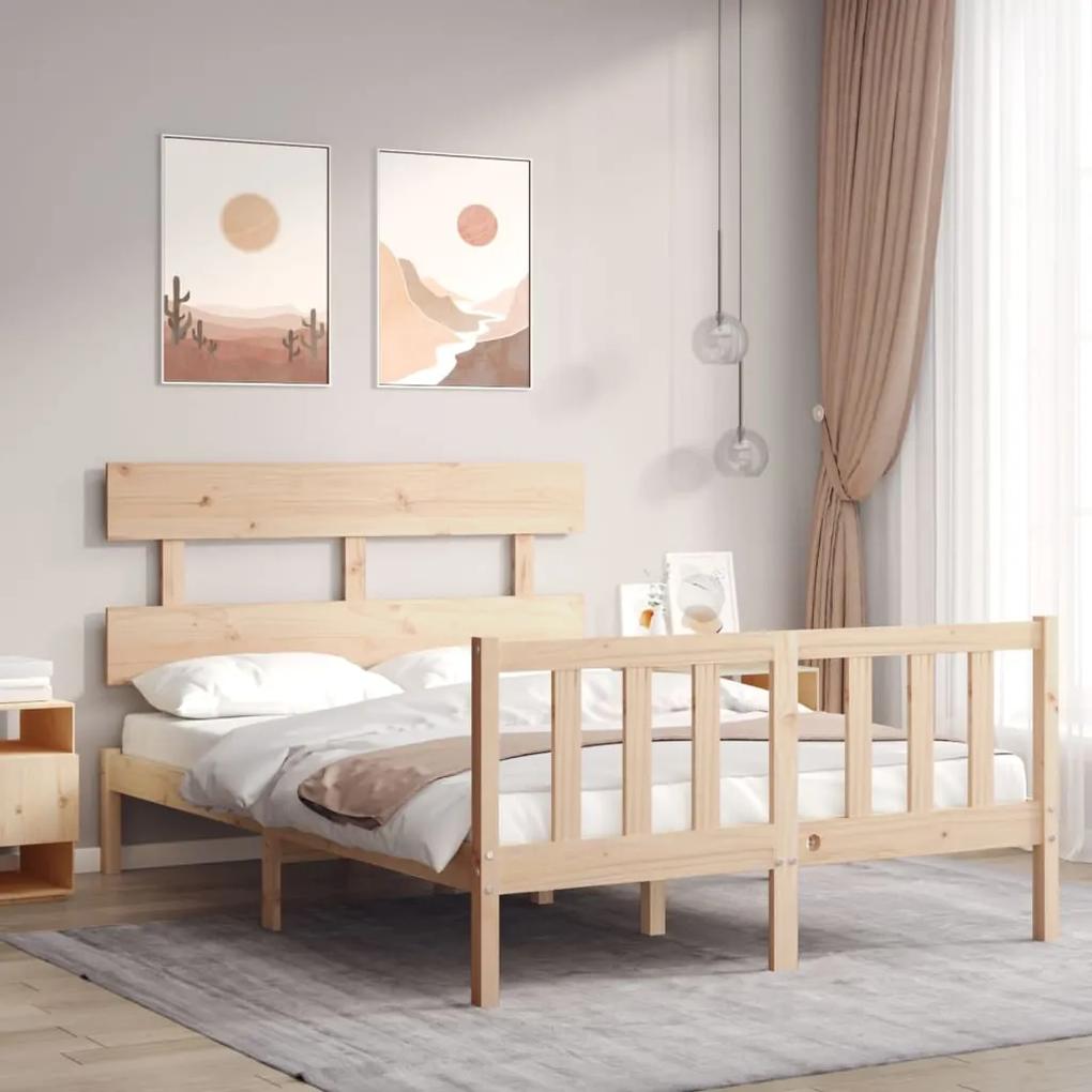 3193241 vidaXL Cadru de pat cu tăblie, dublu mic, lemn masiv
