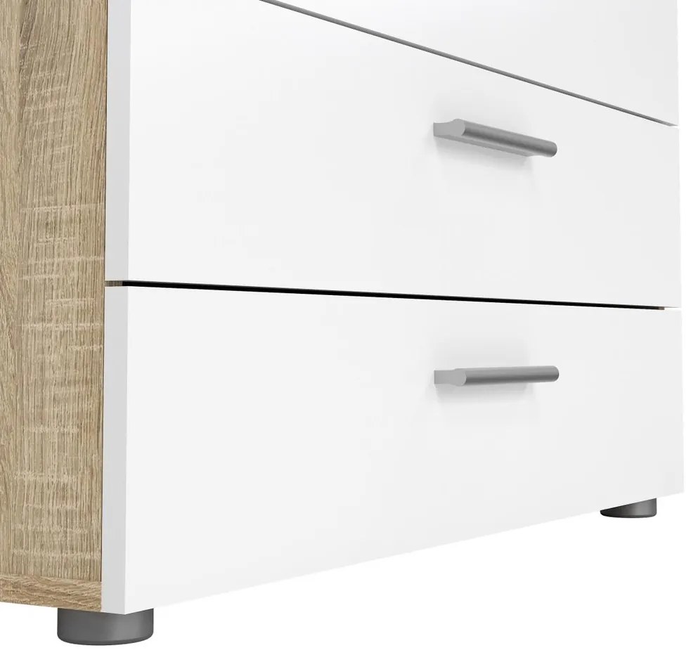 Comodă Pedro III, stejar sonoma / alb lucios