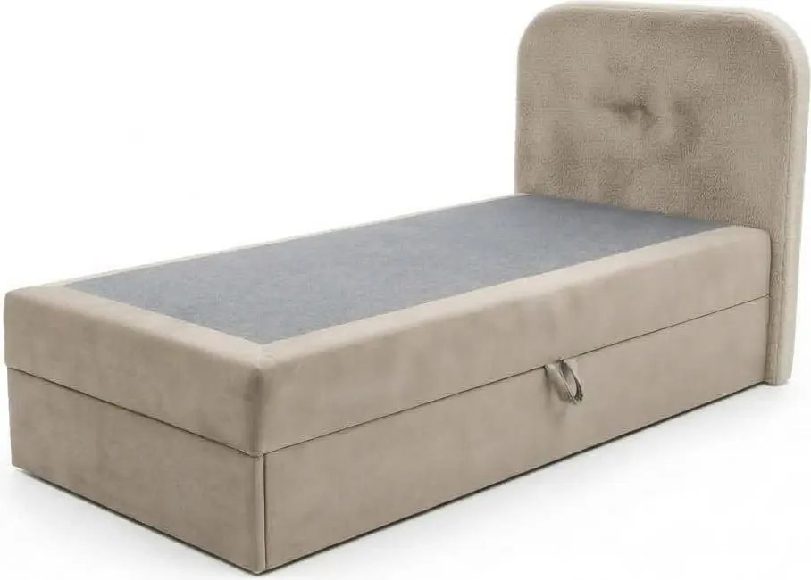 Pat tapițat boxspring FORENA 90x200 cm bej Saltea: Saltea cu arcuri Bonell