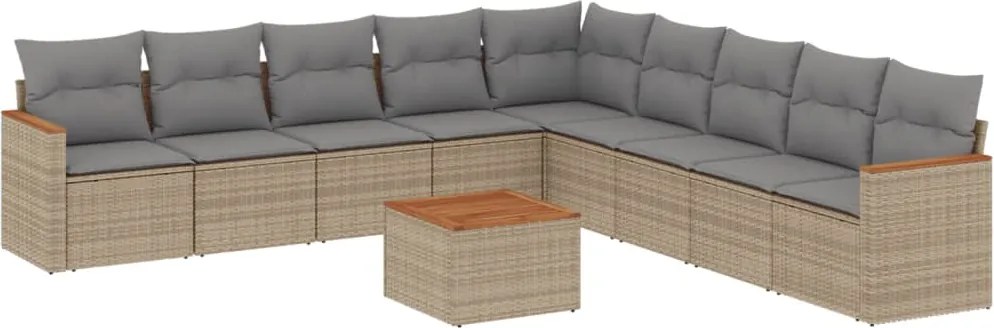 vidaXL Set canapele de grădină cu perne, 10 piese, bej, poliratan