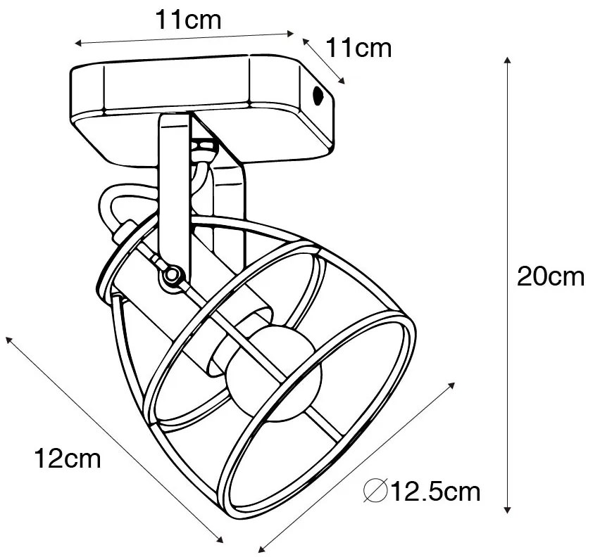Spot industrial gri închis cu lemn reglabil - Arthur