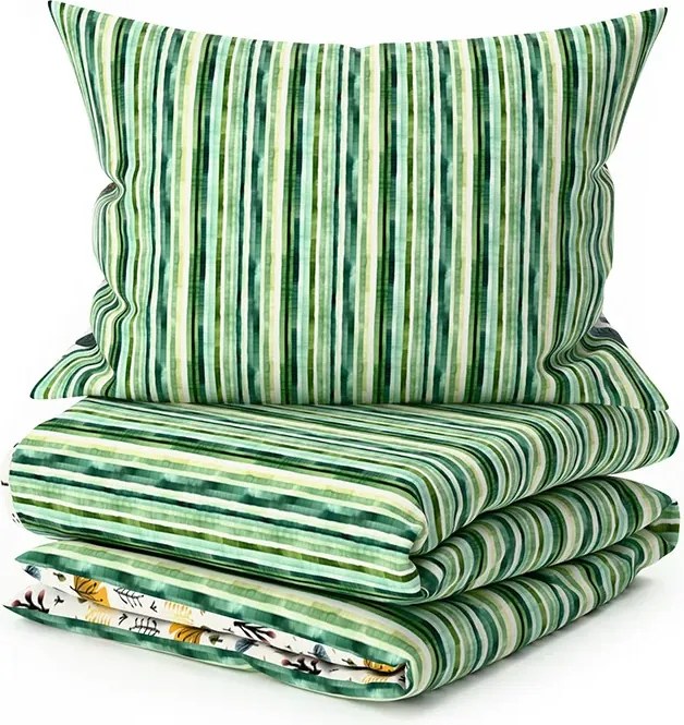 Set lenjerie de pat din polibumbac TREEVELLA POLY verde + husa de perna 45 x 45 cm GRATUIT