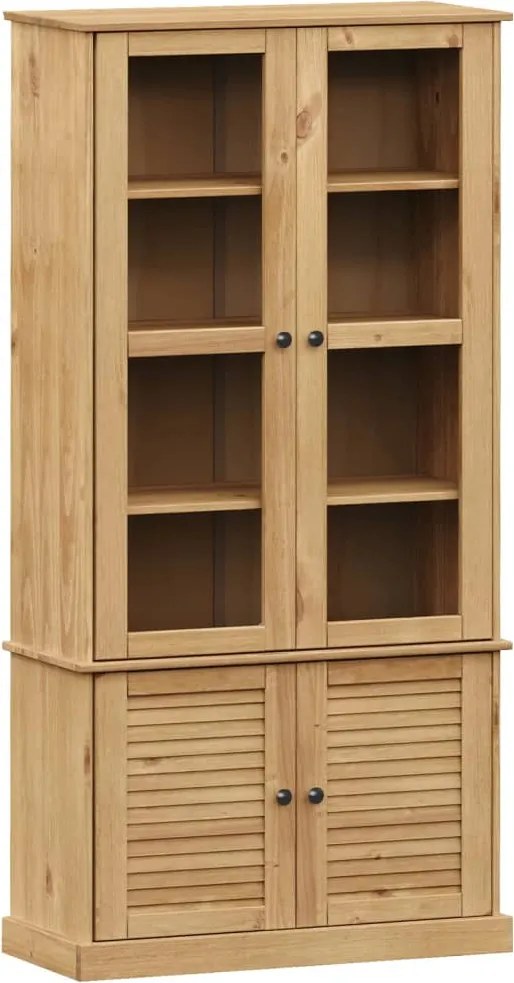 vidaXL Vitrină de sticlă VIGO, 85x35x170 cm, lemn masiv de pin