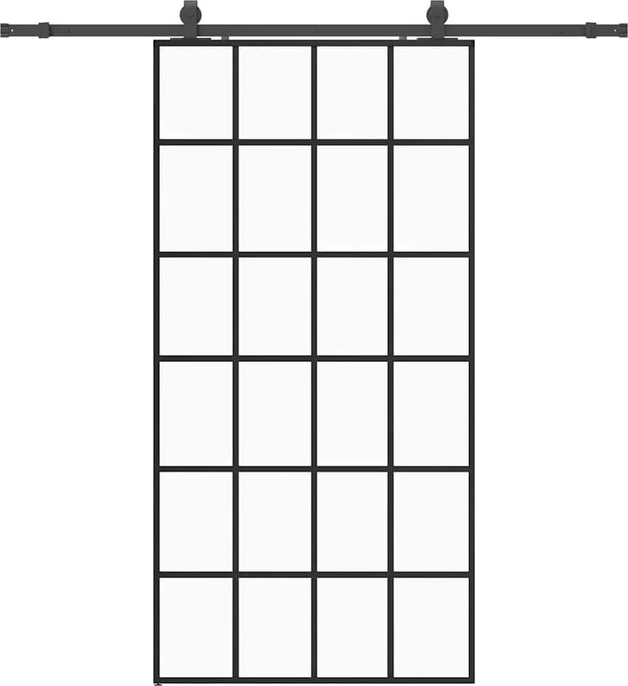 vidaXL Ușă glisantă cu set de feronerie neagră 102x205 cm Sticlă ESG