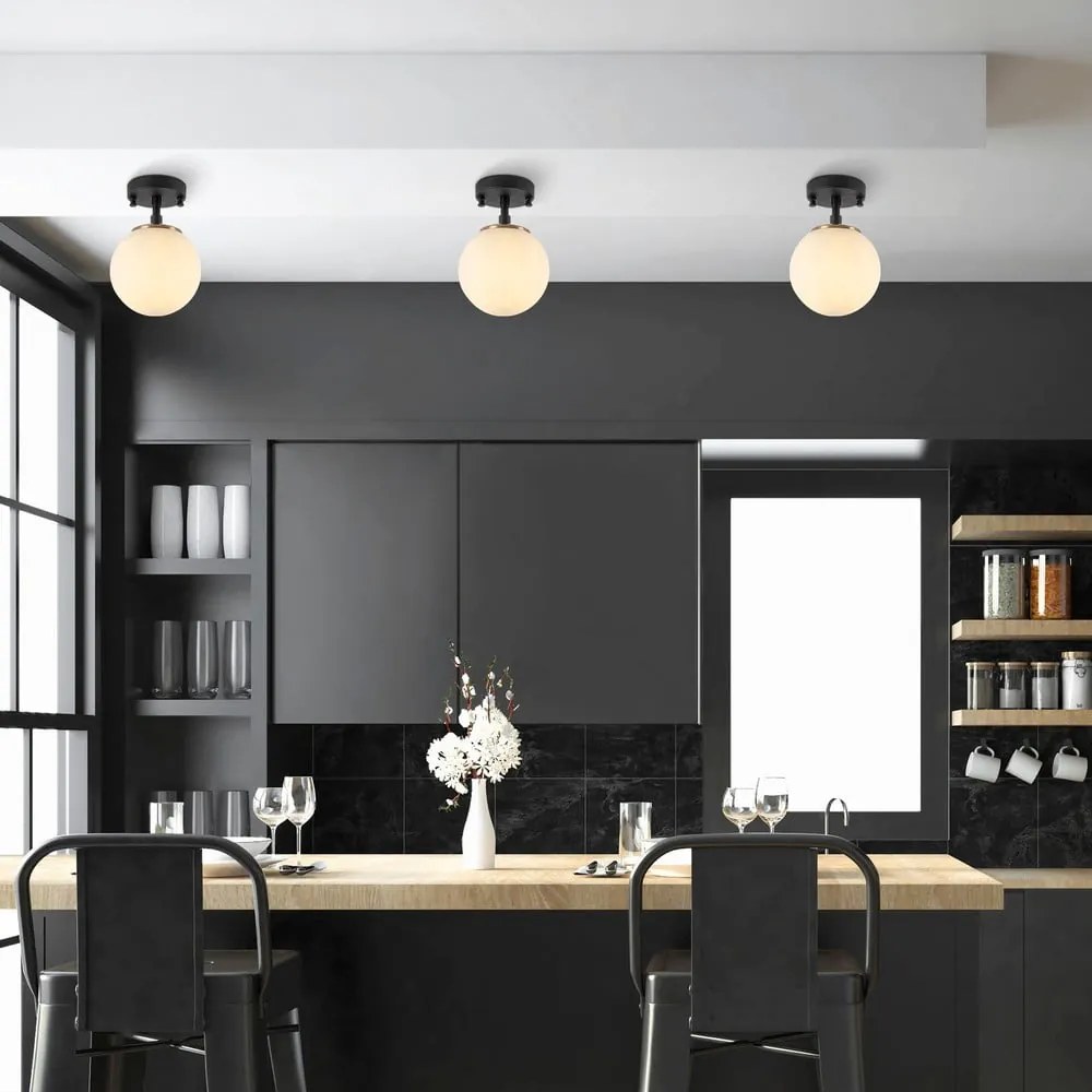 Plafonieră alb-negru cu abajur din sticlă ø 15 cm Atmaca – Opviq lights