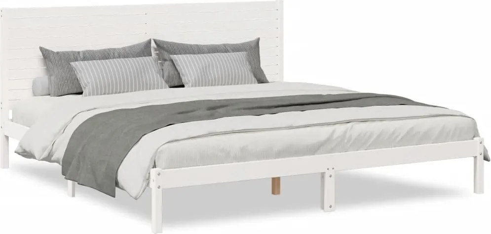 vidaXL Cadru pat foarte lung fără saltea, alb, 200x210 cm lemn masiv