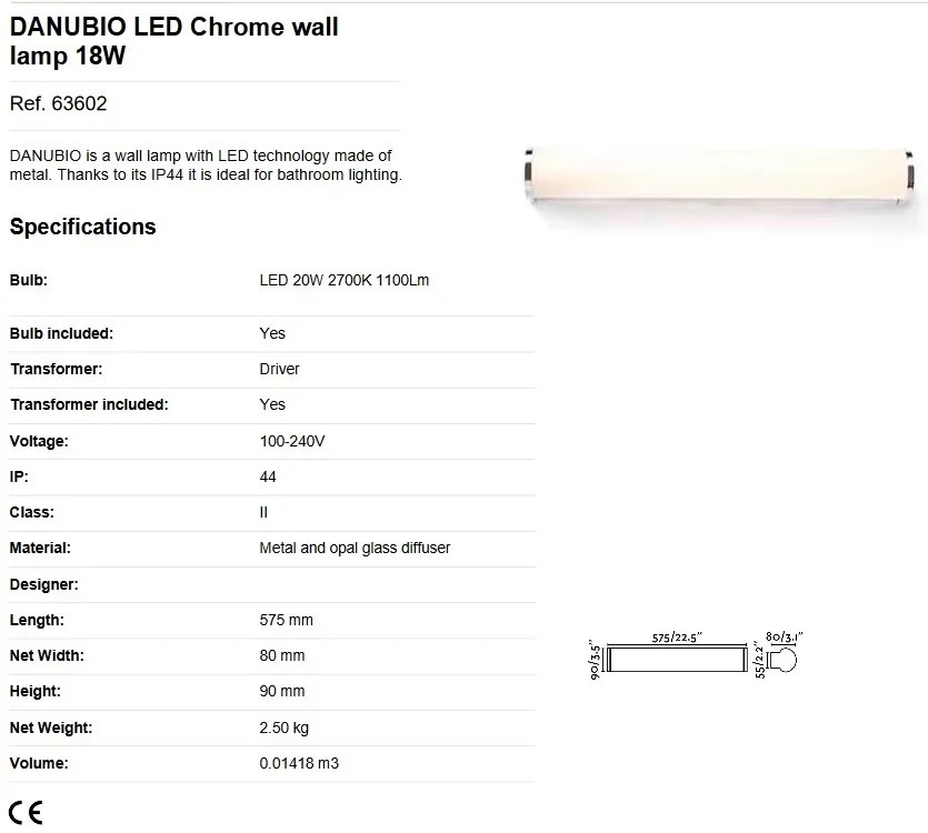 Aplica LED pentru oglinda baie moderna IP44 DANUBIO 18W