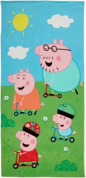Prosop de plaja pentru copii PEPPA PIG 70x140 cm colorat, 100% bumbac velur