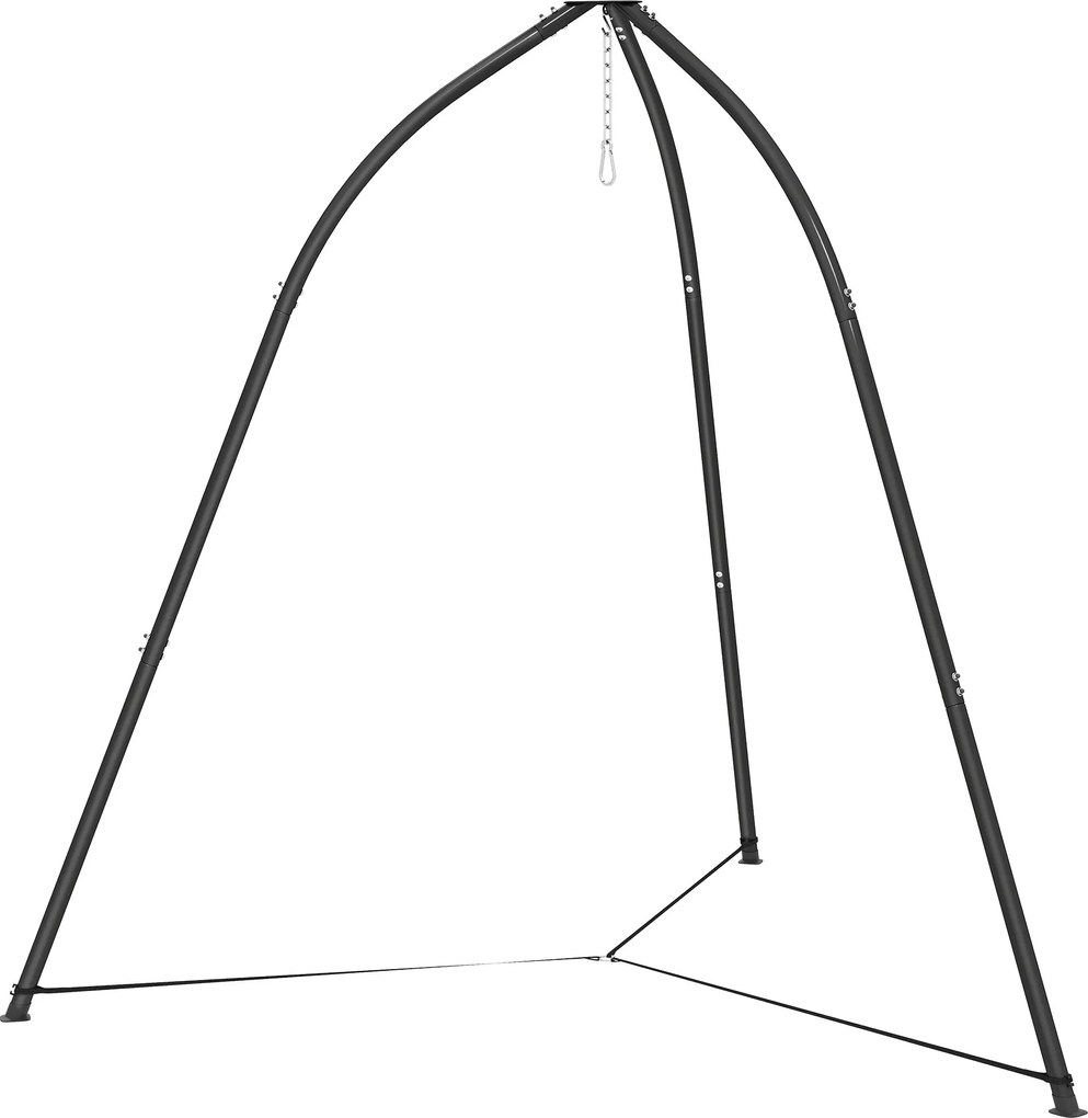 Outsunny Suport triunghiular pentru scaun suspendat cu lanț reglabil, bază stabilă pentru terasă/grădină, sarcină 150 kg, Negru | Aosom Romania