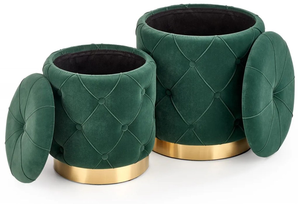 Set tabureti tapitati Polly Verde / Gold