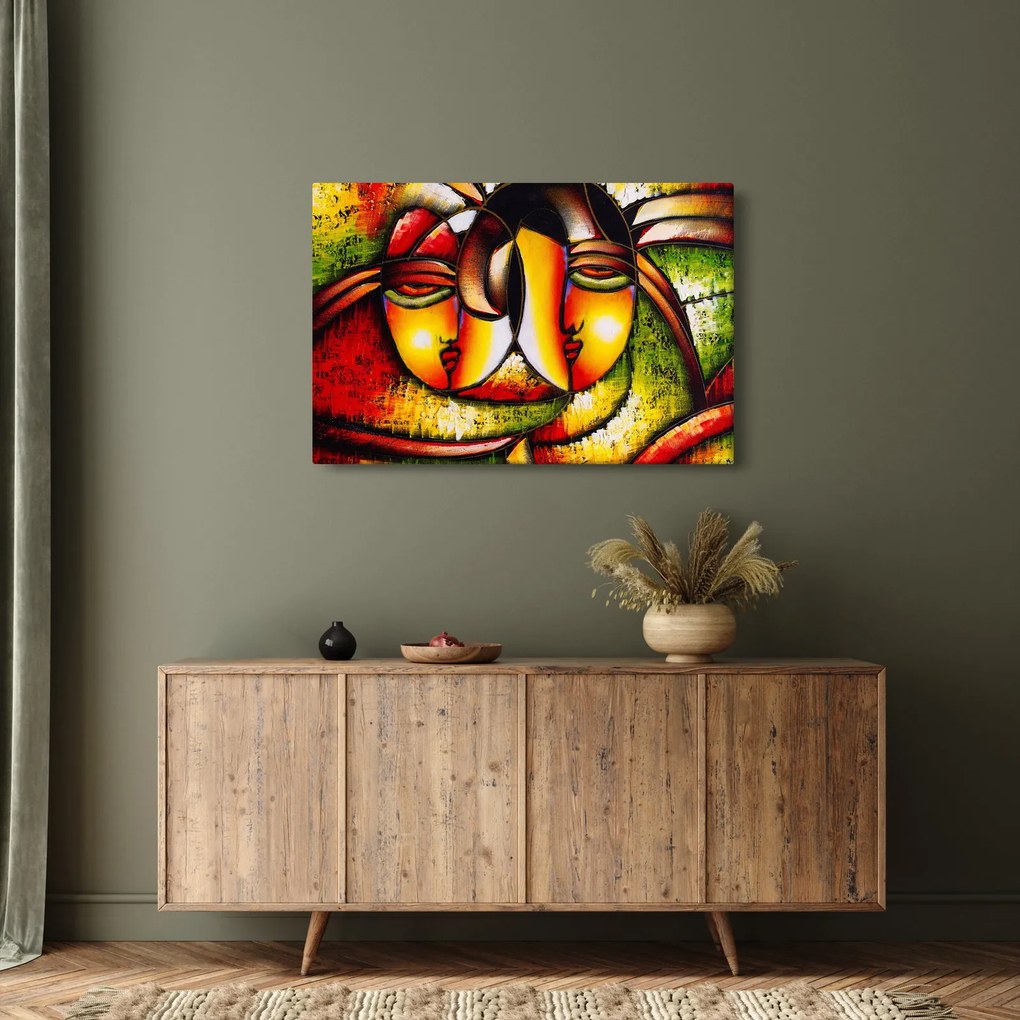 Tablou - Pictură în ulei, chipuri abstracte (90x60 cm)