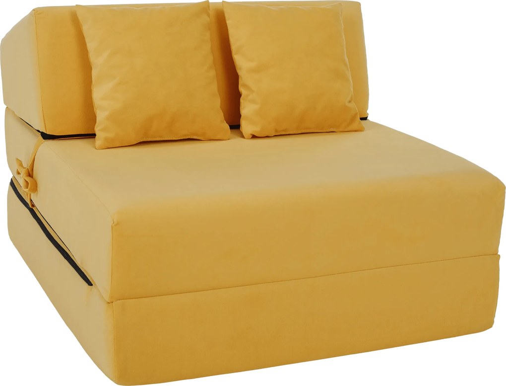 Saltea pliabilă/fotoliu extensibil, 2 in 1, galben, PELOS