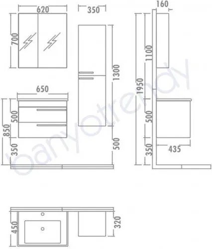 Set Mobilier Baie cu Lavoar (fara dulap) - Dokker 65