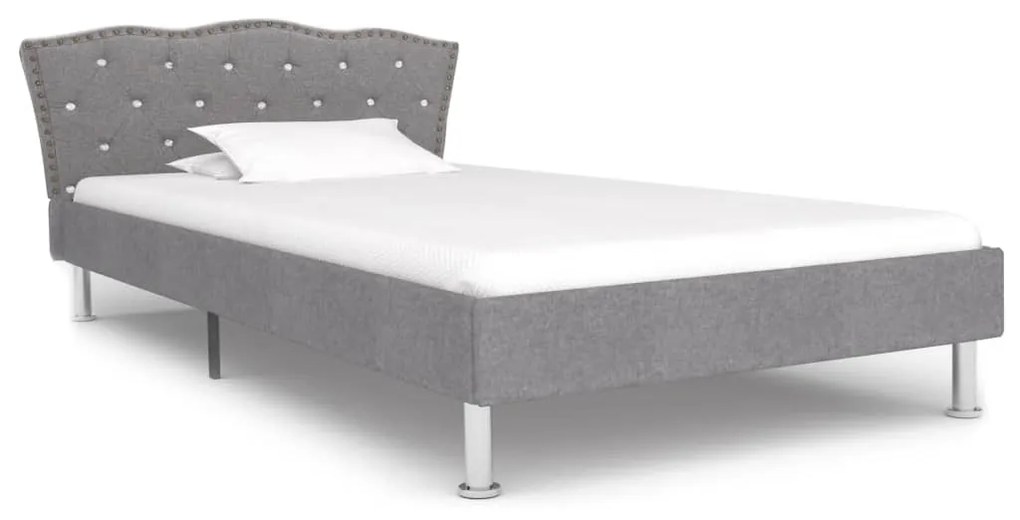 277045 vidaXL Pat cu saltea spumă cu memorie gri deschis 90 x 200 cm textil