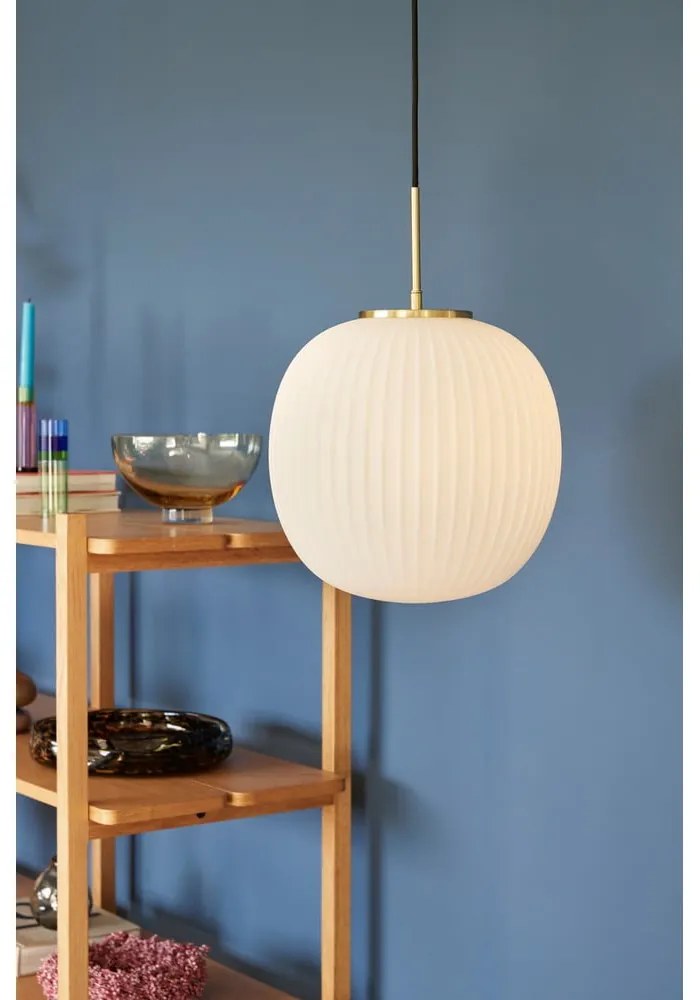 Lustră albă cu abajur din sticlă ø 32 cm Serene – Hübsch