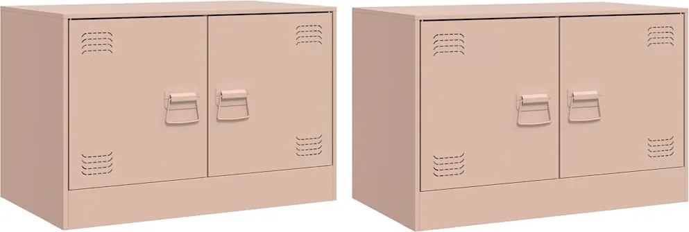 vidaXL Dulapuri TV 2 buc Roz 67x39x44 cm Otel