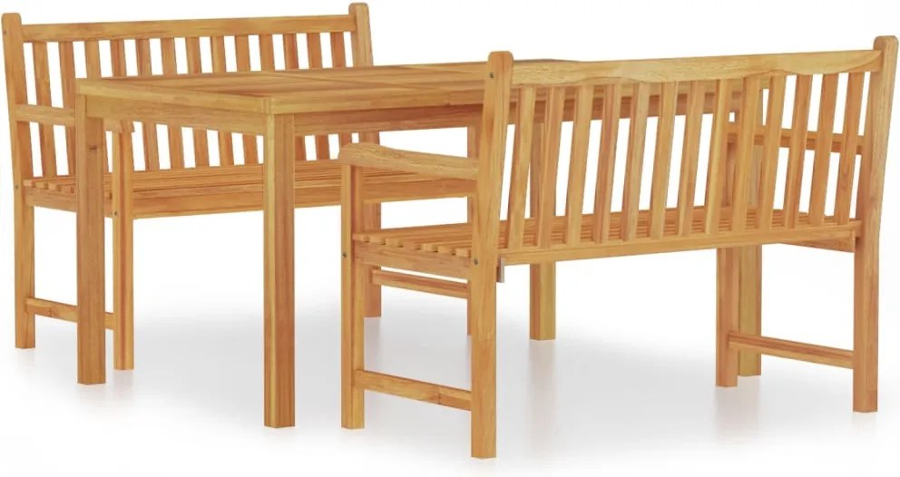 vidaXL Set de masă pentru grădină, lemn masiv de tec, 3 piese