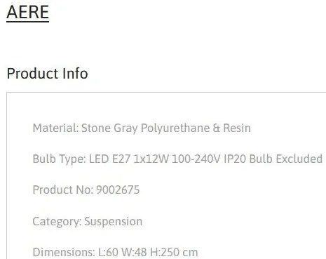 Lustra suspendata design modern, Stone Gray, AERE, L 60cm