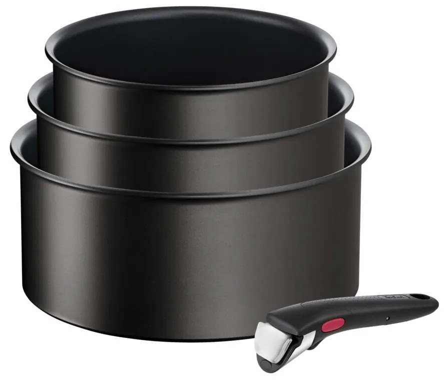 Oale cu suprafață antiaderentă/cu mâner reglabil 3 buc. din aluminiu adecvate pentru plita cu inducție INGENO Eco Resist L3979202 – Tefal